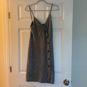 Medium buttoned black and white striped midi dress